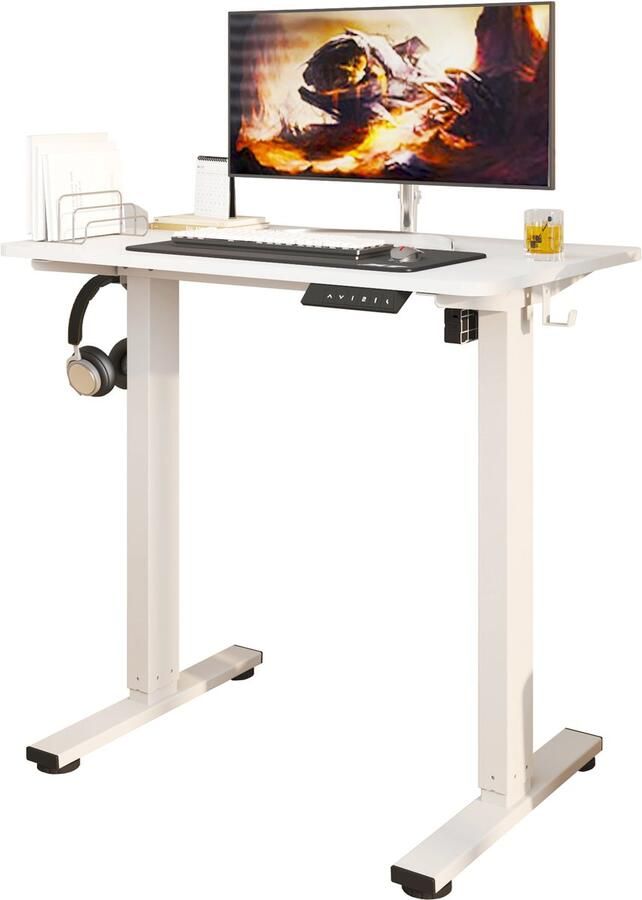 Worktrainer MiniDesk Wit In hoogte verstelbaar bureau Elektrisch Ergonomische zit-sta tafel Perfecte Home office & kantoor werkplek Met Memory bediening – Hoogte: 73–118 cm