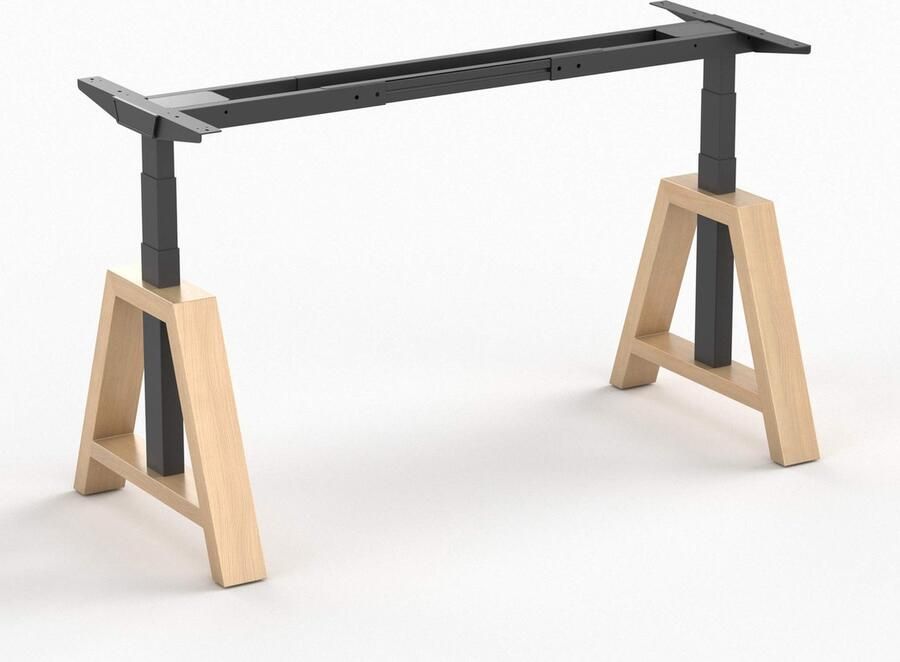 Worktrainer OakDesk Zit Sta Bureau Hoogte 73 5 137 5 cm Breedte 102 170 cm – Zwart Eiken Linak Memory bediening In Hoogte Verstelbaar Bureau Onderstel Elektrisch Frame