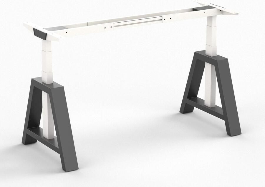 Worktrainer OakDesk Zit Sta Bureau Hoogte 73 5 137 5 cm Breedte 102 170 cm – Wit Zwart Linak Memory bediening In Hoogte Verstelbaar Bureau Onderstel Elektrisch Frame