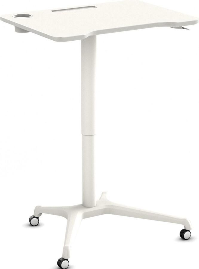 Worktrainer Single Leg Desk klein Gasveer zit-sta Bureau in hoogte verstelbaar Bureau Hoogte 74-113 cm Breedte 80 cm Wit