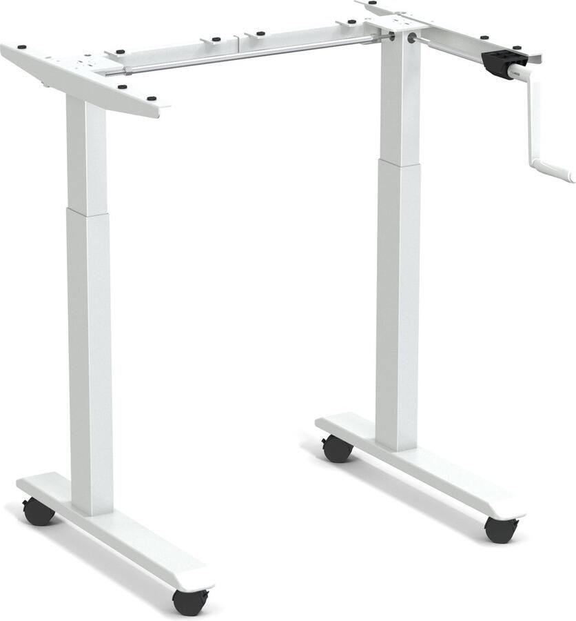 Worktrainer StudyDesk Klein handslinger zit-sta bureau Hoogte 60 8 106 cm Breedte 75 110 cm Verrijdbaar In hoogte verstelbaar Zilver