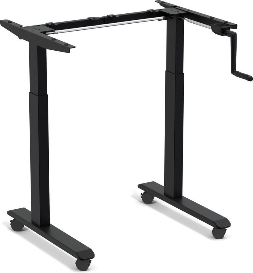 Worktrainer StudyDesk Klein handslinger zit-sta bureau Hoogte 60 8 106 cm Breedte 75 110 cm Verrijdbaar In hoogte verstelbaar Zilver