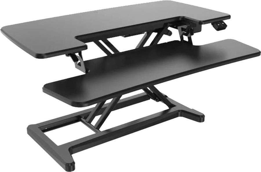 Worktrainer UPdesk Cross Elektrische bediening Hoogte 12 50 5 cm Breedte 41 5 x 88 cm Monitor verhoger Bureauverhoger In hoogte verstelbaar Zwart
