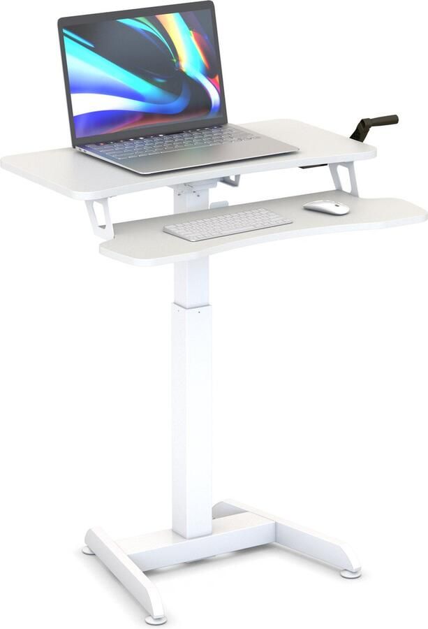 Worktrainer Updesk High Handslinger Hoogte 72-122 cm Breedte 80 cm Klein Zit-Sta Bureau In hoogte verstelbaar Bureau Wit