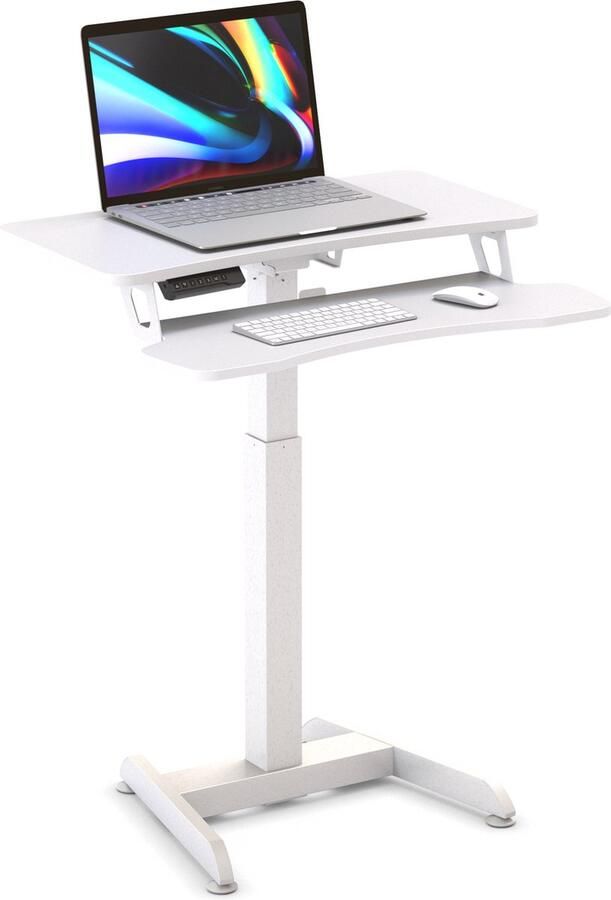 Worktrainer Updesk High Zit Sta Bureau Hoogte 72-122 cm Breedte 80 cm klein Elektrisch in hoogte verstelbaar Bureau Wit Met Geheugenfunctie