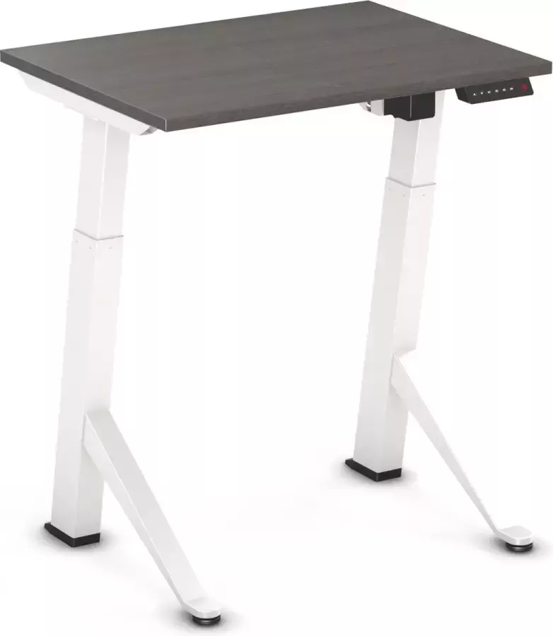 Worktrainer YDesk Klein zit sta bureau Elektrisch Memory display 80x60 cm Wit Bruin eiken