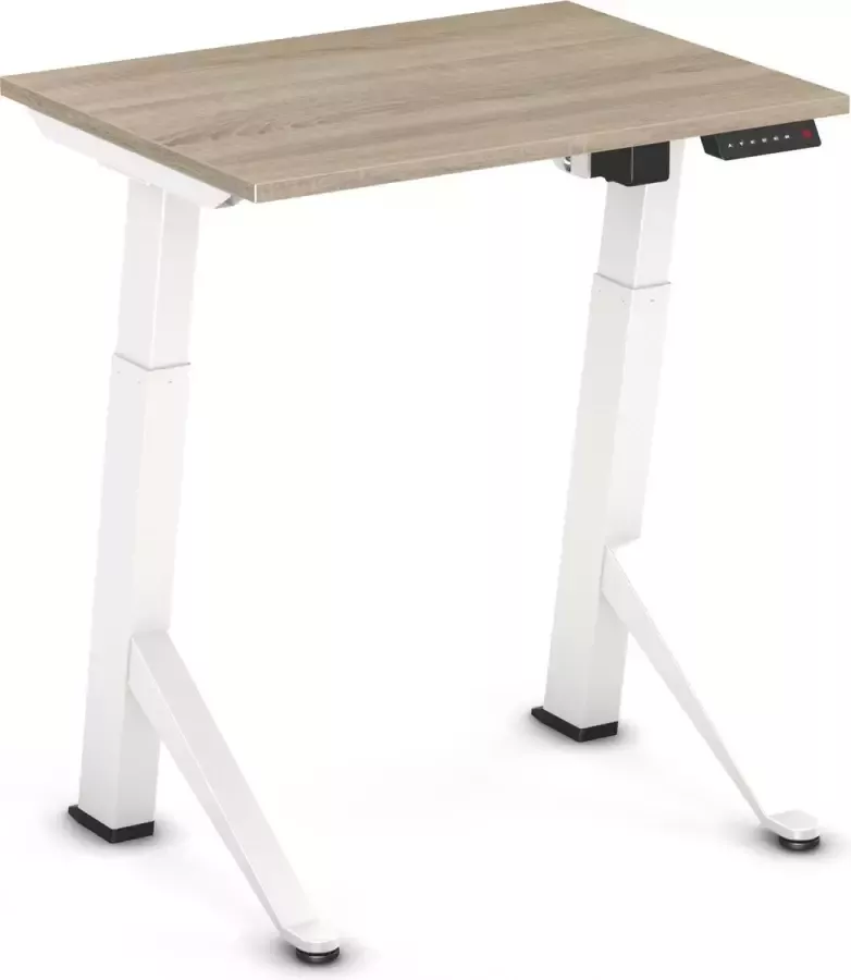 Worktrainer YDesk Klein zit sta bureau Elektrisch Memory display 80x60 cm Wit Midden eiken