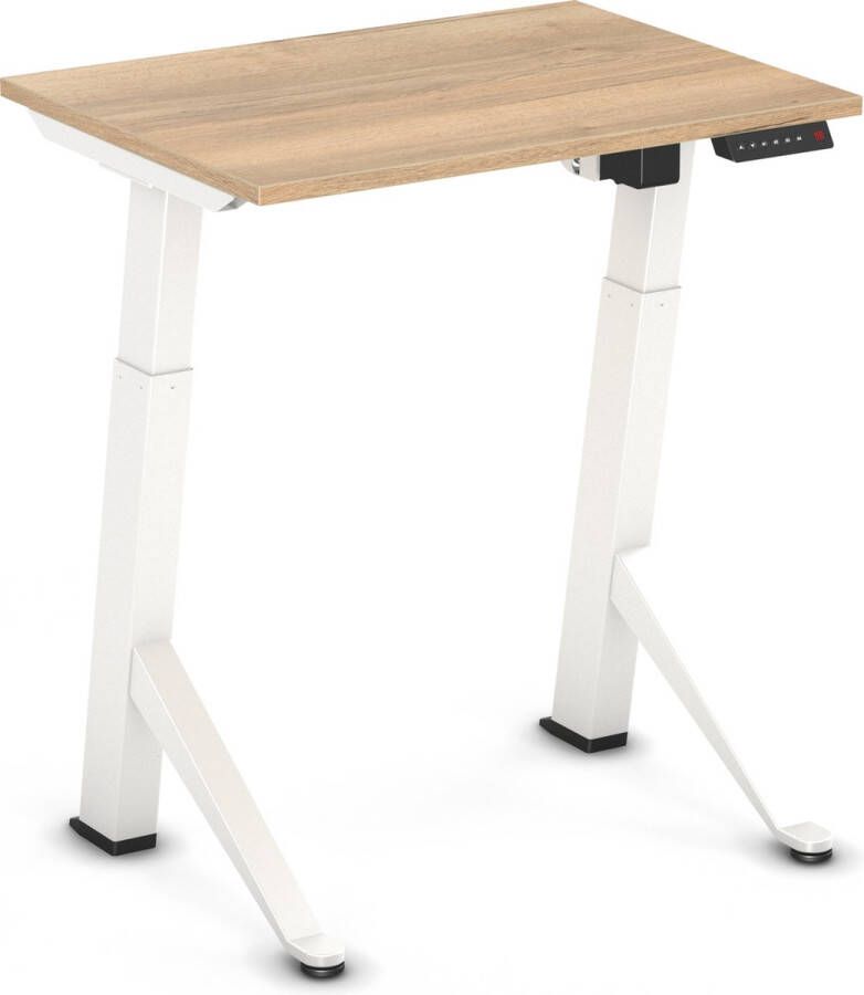 Worktrainer YDesk Klein zit sta bureau Elektrisch Memory display 80x60 cm Wit Natuur eiken