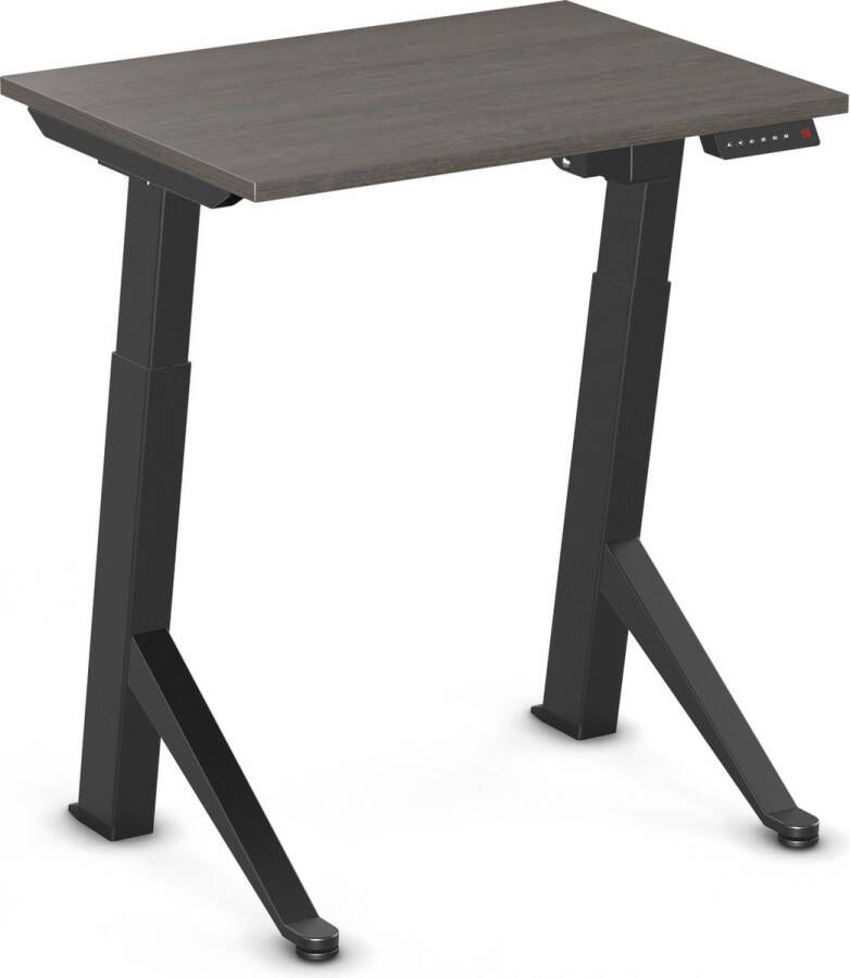 Worktrainer YDesk Klein zit sta bureau Elektrisch Memory display 80x60 cm Zwart Bruin eiken