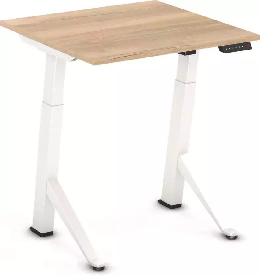 Worktrainer YDesk Klein zit sta bureau Elektrisch Memory display 80x80 cm Wit Natuur eiken