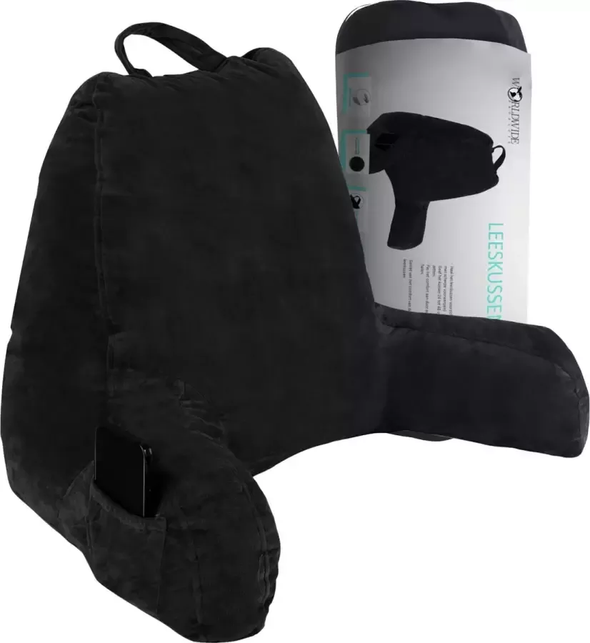WorldWide products WorldWide s Leeskussen met Armsteunen Relax Kussen Memory Foam voor in Bed Fluweel Grijs