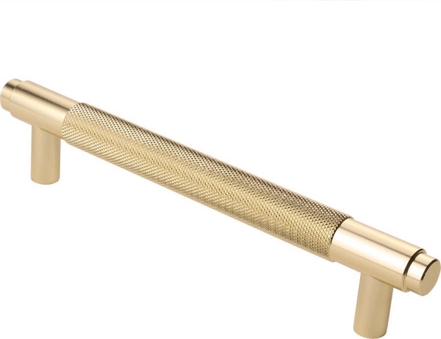 Wovar Lavuzo Handgreep Ribbel Satijn Goud 160 mm Boorafstand 128 mm Meubelgreep goud Gouden deurgreep Meubelgreep goud Gouden meubelgreep 128 mm Luxe meubelgreep Handgreep goud Handgreep kast Greep goud