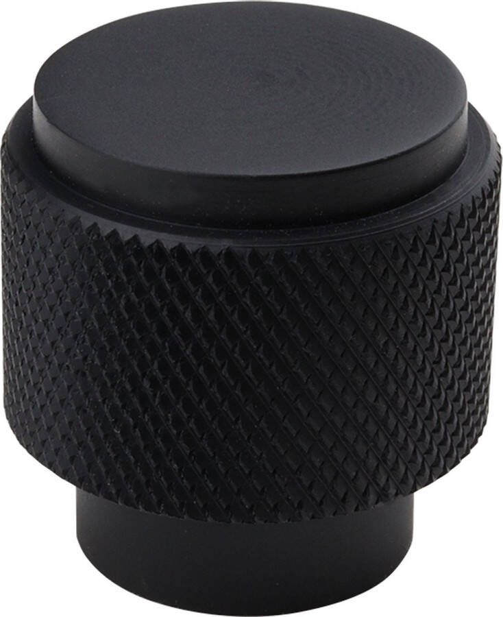 Wovar Lavuzo Kastknop Ribbel Zwart 20x25 mm Per stuk Zwarte kastknop ribbel Zwarte knop Kastknop rond zwart Meubelknop zwart Zwarte meubelknop