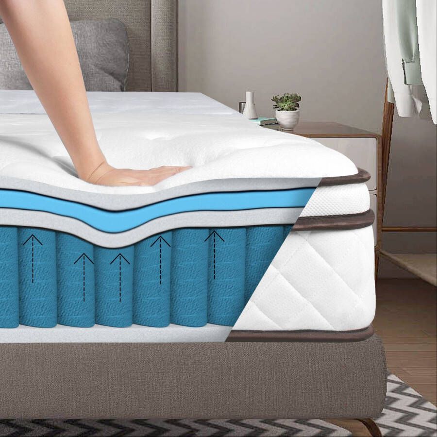 WOWTTRELAX Matras 140 x 190 Hoogte 24cm Hybride Matras met Pocketveren en Gel Traagschuim Omkeerbaar Matras met Twee Volledig Bruikbare Zijkanten