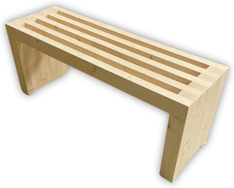 WP Wood Productions Houten Bankje 120 cm – Slatted Design – Vurenhout – Scandinavische Stijl – Halbankje Woonbank – Handgemaakt & Duurzaam