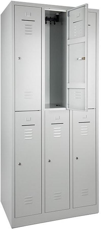WRC 2 stuks Lockerkast 6 Grijs Grijs Hangsloten (3x2; 6-deurs)