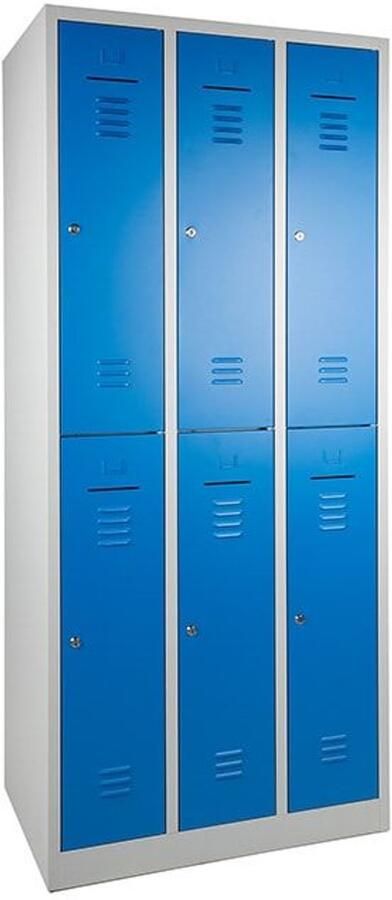WRC 2 stuks Lockerkast 6 Grijs Blauw Hangsloten (3x2; 6-deurs)