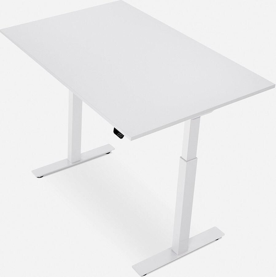 WRK21 SMART Metalen Zit Sta Bureau Elektrisch Verstelbaar in Hoogte met 2 Motoren en Anti Botsing – Gemaakt in Duitsland 120 x 80 cm Wit Blad & Wit Onderstel