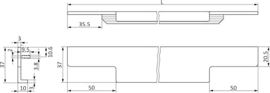 Wurth Handgreep Aluminium greeplijst x 1 st