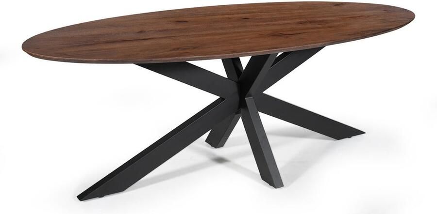 Rousseau Tafel 'Tommy' 220x100 cm Ovaal Spider-Poot Mango Hout Bruin - Foto 2
