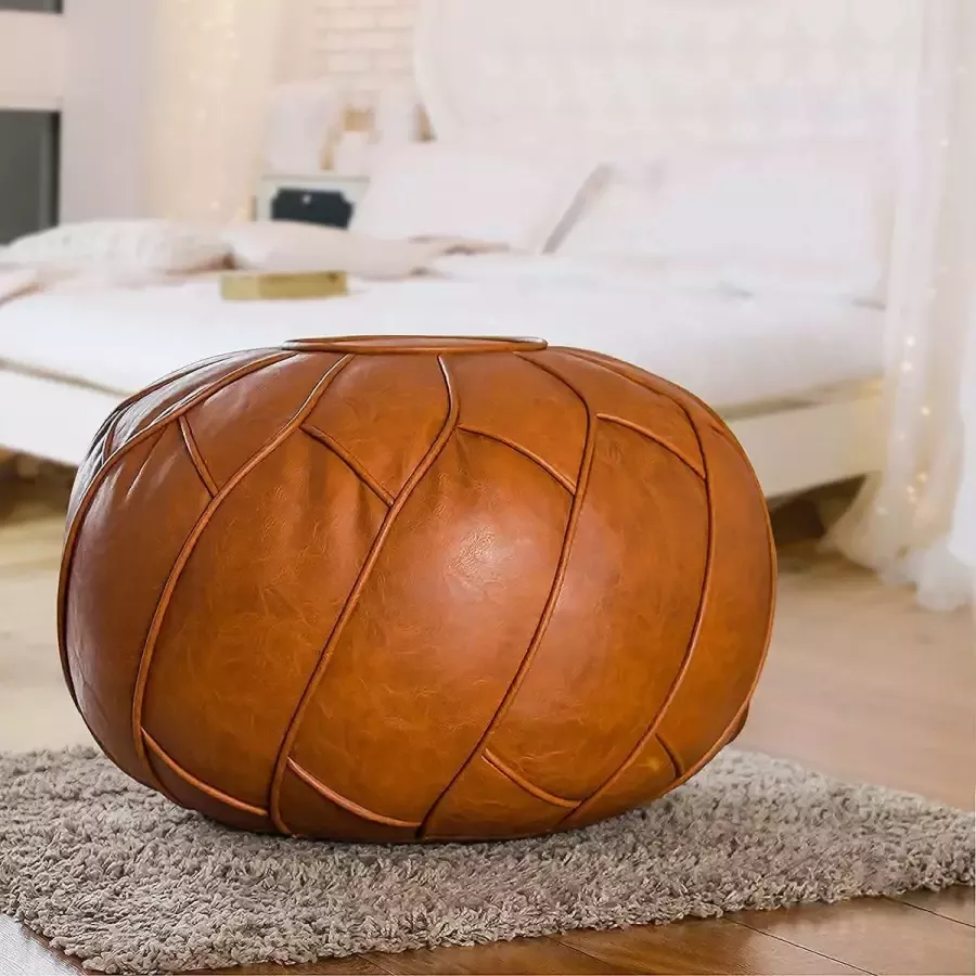 WWZ Poefs & Kussens Ongevulde handgemaakte hoogwaardige PU kunstleren kussenhoezen voetenbankjes ronde meubels zitzakken Ottomaanse Rijk(leeg en nieuw)