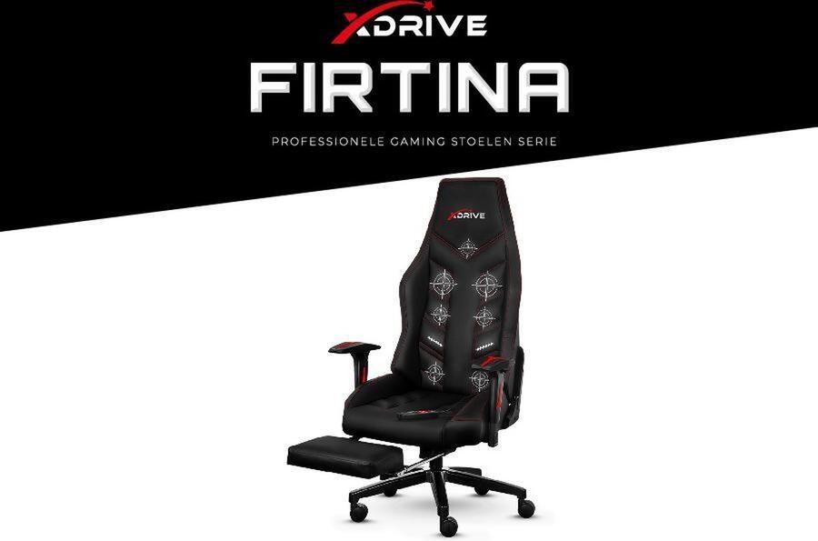 X drive xDrive FIRTINA Professional Gaming Chair – Professioneel Gaming Stoel Bureaustoel Zwart Uitschuifbare Voetensteun