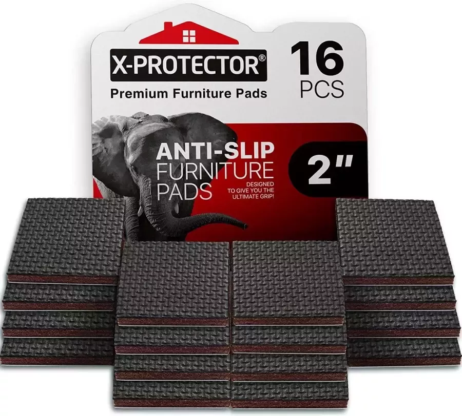 X-Protector Meubelpads Antislippads Premium 16 stuks 50 mm Vloerbeschermers Rubberen voetjes voor meubelpoten Ideale vloerbeschermers om het meubilair op zijn plaats te houden. Stop uw meubels!