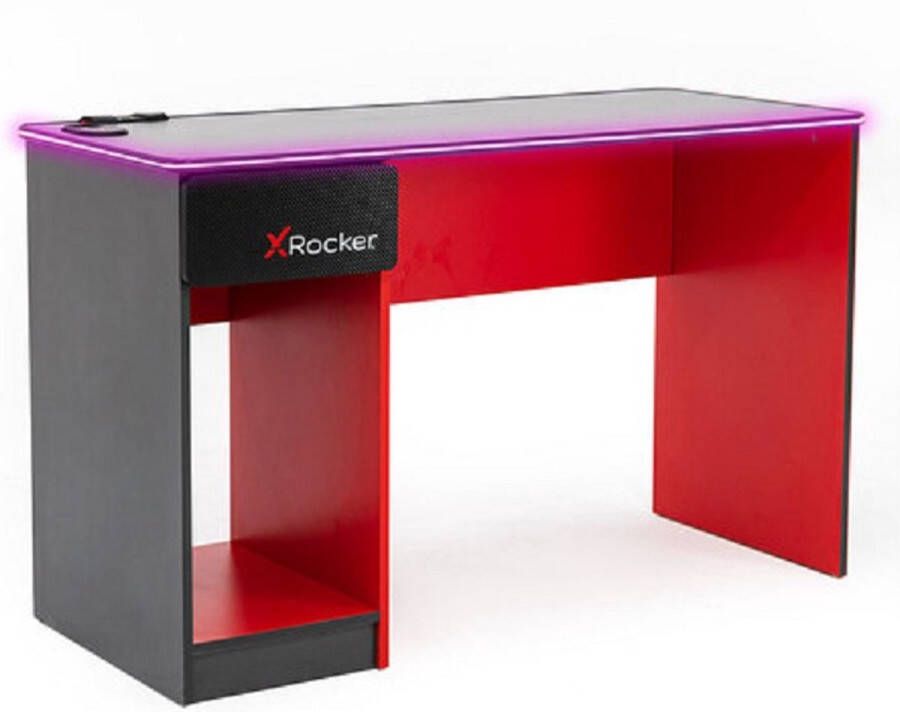 X Rocker Carbon-Tek Gaming Desk met draadloos opladen en LED-verlichting Grijs Rood