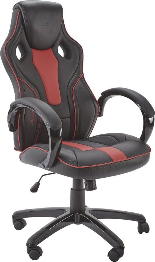 X Rocker Maverick Height Adjustable Office Gaming Chair with Natural Lumbar support Black Red