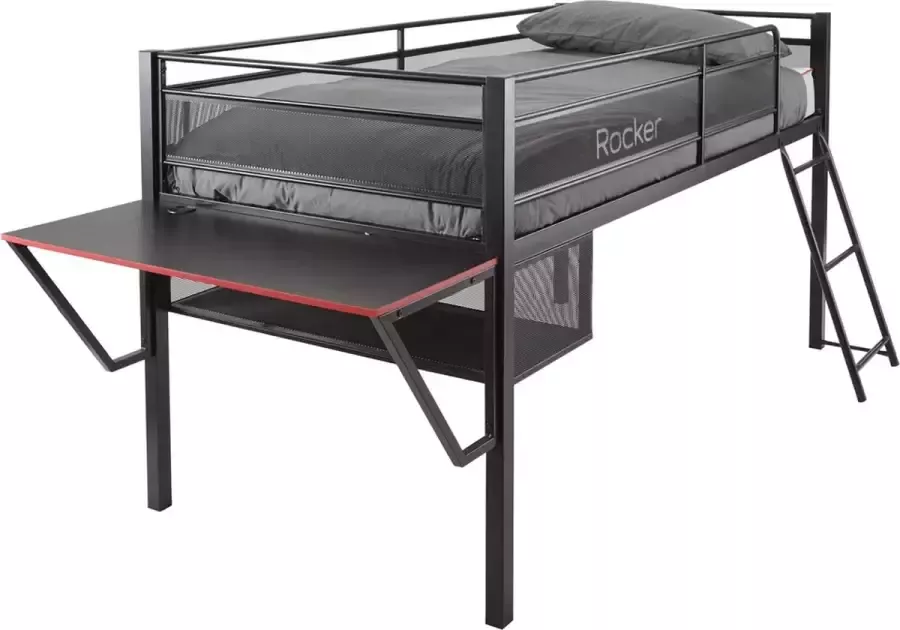 X Rocker Sanctum Middenslaper Kinderbed Gaming bed met Bureau 190x90cm Zwart