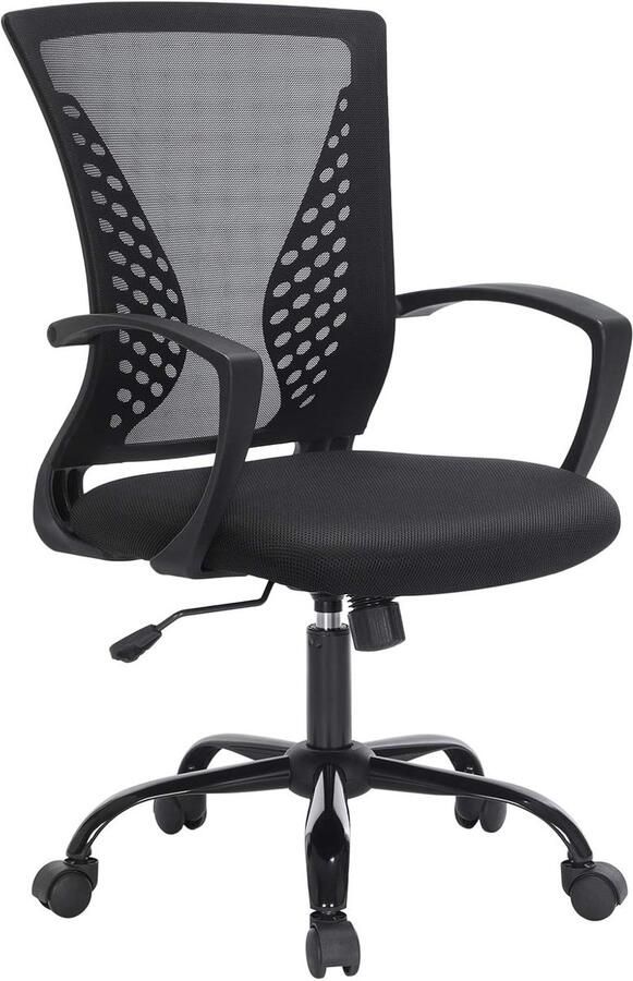 X7900 Zwart Ergonomisch Mesh Design Bureaustoel Ademend en Comfortabel Wielen Kantelfunctie & Verstelbare Zithoogte Stoel Tot 120 kg Belastbaar Bureaustoelen Voor Volwassenen Mat Bureau Stoel Wieltjes- Kinderen Gaming