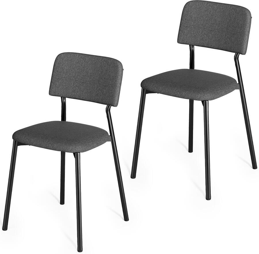 Xbro Eetkamerstoelen Set van 2 – Comfortabele Stoelen met Stoffen Bekleding en Metalen Frame – Ergonomisch Ontwerp – Voor Eetkamer Woonkamer of Kantoor