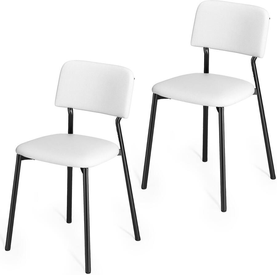 Xbro Eetkamerstoelen Set van 2 – Comfortabele Stoelen met Stoffen Bekleding en Metalen Frame – Ergonomisch Ontwerp – Voor Eetkamer Woonkamer of Kantoor