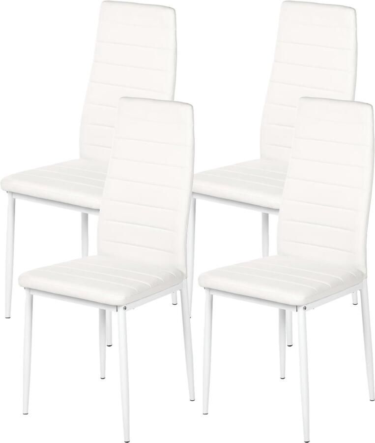 Xbro Eetkamerstoelen Set van 4 – Comfortabele Stoelen met Hoge Rugleuning – Imitatieleer – Voor Eetkamer Keuken en Woonkamer – Modern Design – 96x41x39 cm