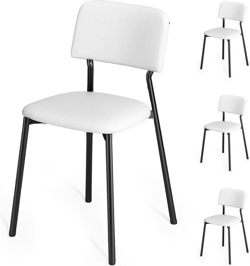 Xbro Eetkamerstoelen Set van 4 – Comfortabele Stoelen met Stoffen Bekleding en Metalen Frame – Ergonomisch Ontwerp – Voor Eetkamer Woonkamer of Kantoor
