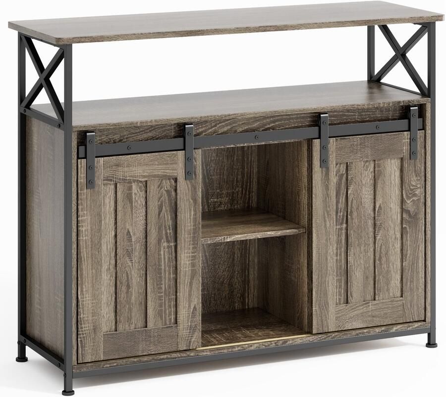 Bealife AP56 Buffetkast Multifunctionele opbergkast met royale opslagruimte Verstelbare woonkamerschappen perfect voor woonkamer of hal 100 x 33 x 80 cm Gris - Foto 2