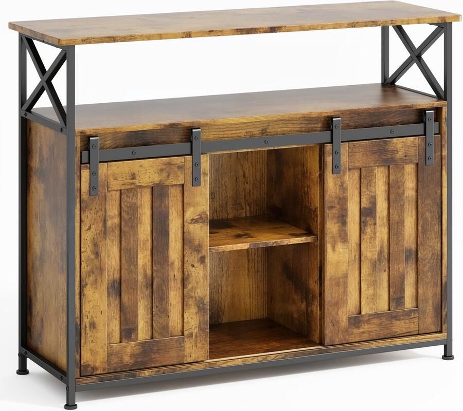Xbro Keukenkast met Schuifdeuren – Buffetkast met Verstelbare Plank – Dressoir voor Woonkamer of Keuken – 100x33x80 cm