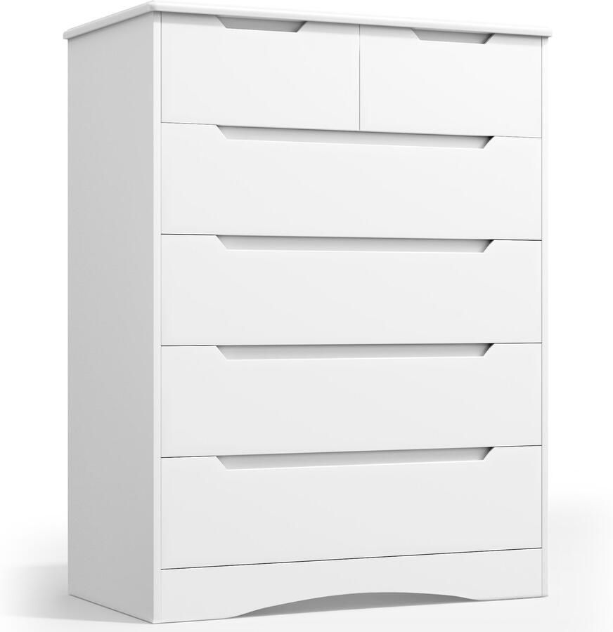 Xbro Ladekast – Moderne Kast met 6 Ruime Schubladen – Opbergkast voor Hal Kantoor Slaapkamer Woonkamer – 110 × 70 × 40 cm – Wit - Foto 2