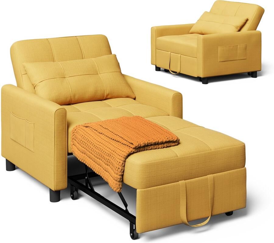 Xbro Slaapbank 3-in-1 Opvouwbare Slaapstoel met Verstelbare Rugleuning Ligstoel en Eenpersoonsbed voor Woonkamer Slaapkamer of Logeerkamer Maat L