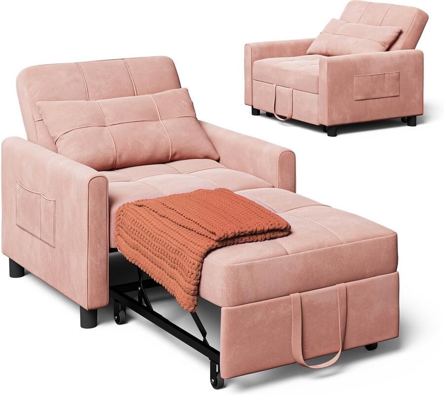 Xbro Slaapbank 3-in-1 Opvouwbare Slaapstoel met Verstelbare Rugleuning Ligstoel en Eenpersoonsbed voor Woonkamer Slaapkamer of Logeerkamer Maat L