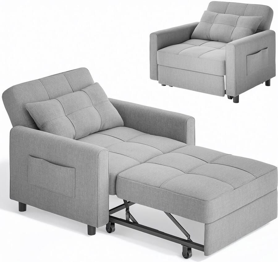 Xbro Slaapbank [Extra Groot] 3-in-1 Opvouwbare Slaapstoel met Verstelbare Rugleuning Ligstoel en Eenpersoonsbed voor Woonkamer Slaapkamer of Logeerkamer Maat XL