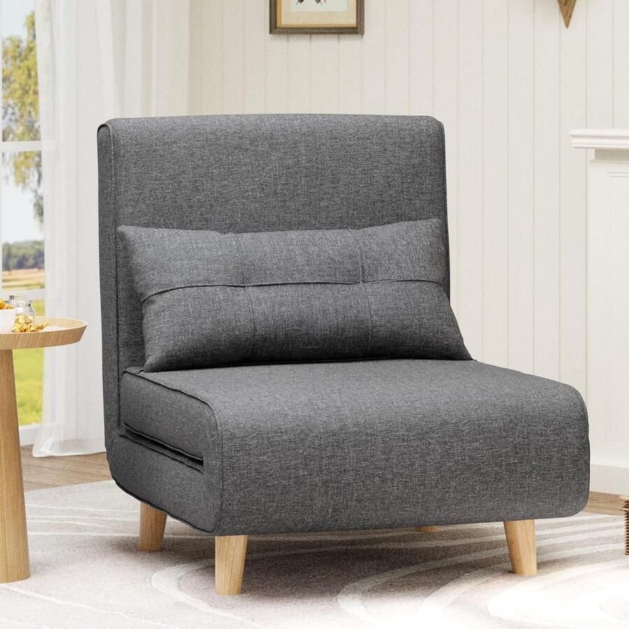 Xbro Slaapbank – Opklapbare Bank met Verstelbare Rugleuning – Scandinavisch Nordic Design – Donkergrijs – 137 x 72 x 72 cm