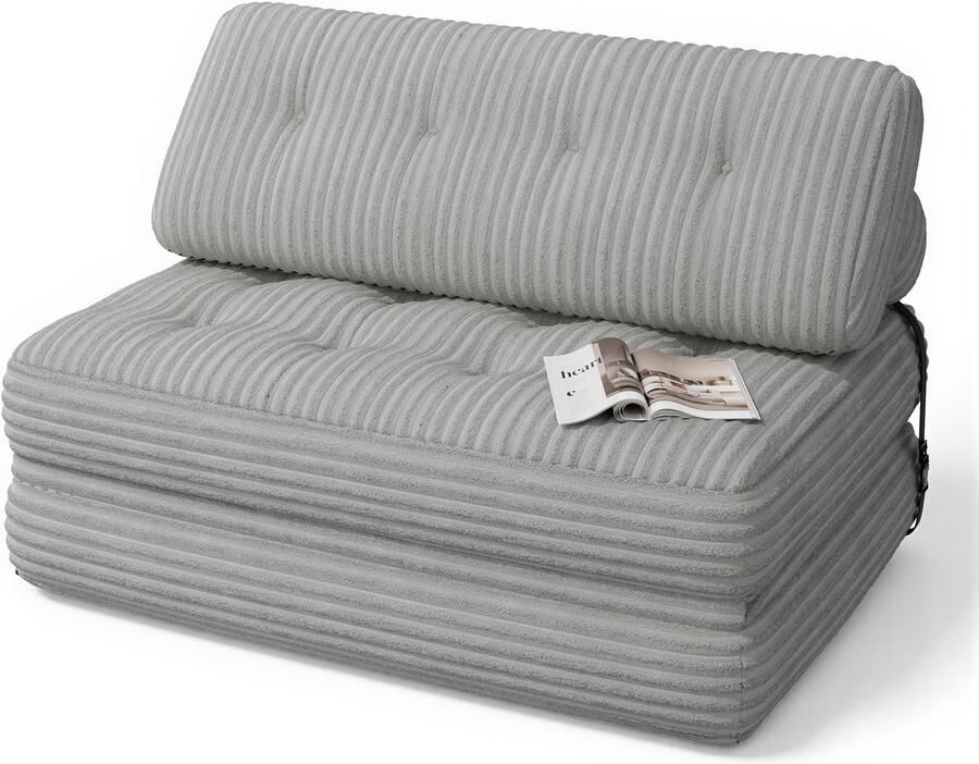 Xbro Slaapbank – Opvouwbaar 2-in-1 Ontwerp – Zitzak Stijl – Geschikt voor Woonkamer Slaapkamer en Kleine Appartementen – 90×130 cm Ingeklapt 200×130 cm Uitgeklapt – Grijs