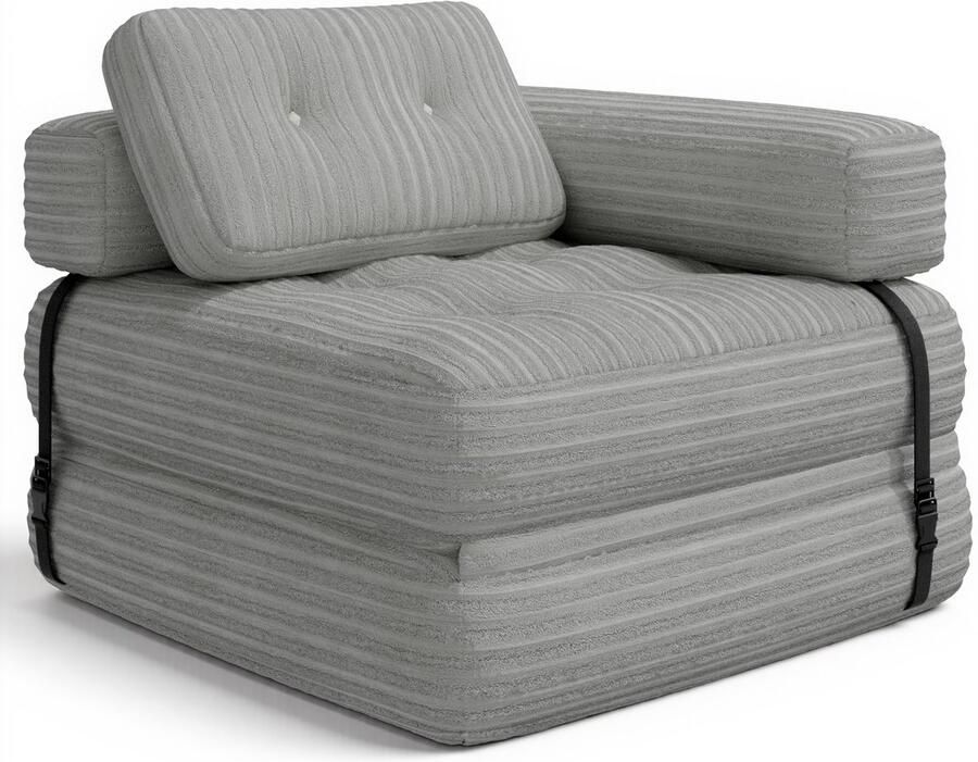 Xbro Slaapbank – Opvouwbaar 2-in-1 Ontwerp – Zitzak Stijl met Armleuningen – Geschikt voor Woonkamer Slaapkamer en Kleine Appartementen – 85 × 85 cm Ingeklapt 170 × 85 cm Uitgeklapt – Grijs