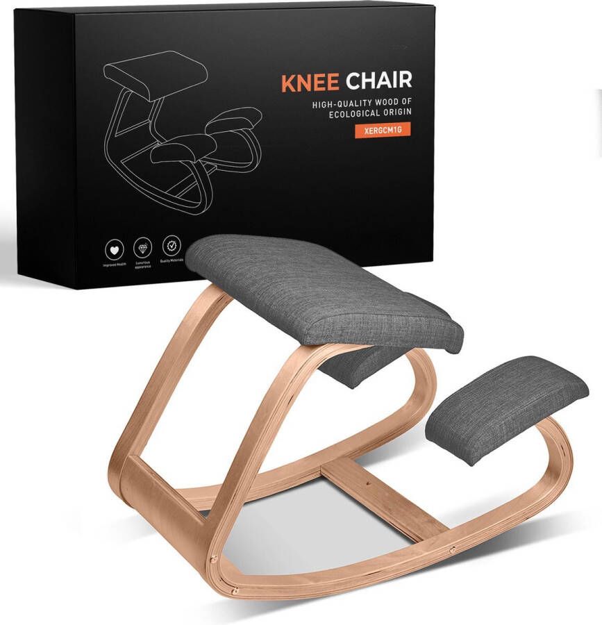 XER Ergonomische kniestoel Bureaustoel Office chair Werkkruk Grijs