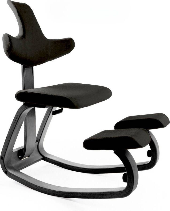 XER Phoenix Black – Ergonomische kniestoel met rug- en armleuningen – Nieuw model – Balansstoel – Werkkruk – Ergonomisch en Duurzaam – Bureaustoel – Werkstoel Vermindert nekpijn & rugpijn – Ergochair – FSC Essenhout Zwart