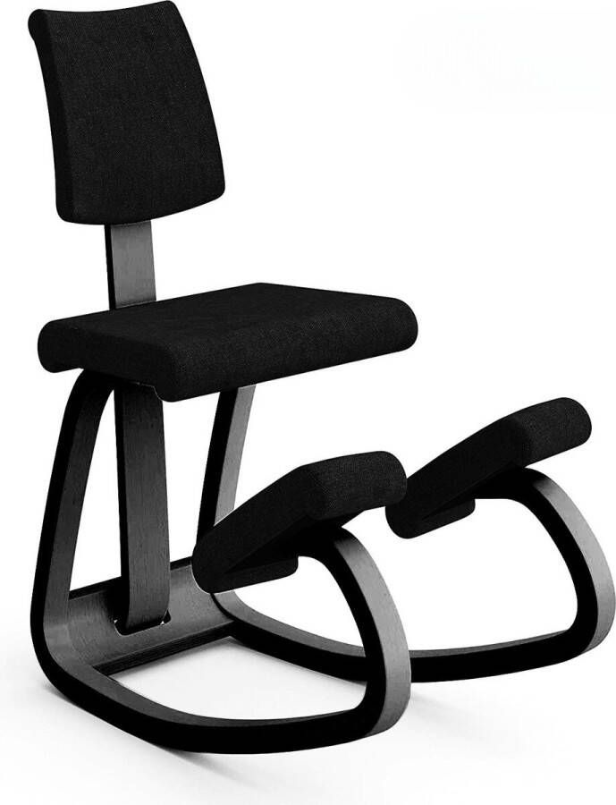 XER Sphynx Black – Ergonomische kniestoel met brede rugleuning – Nieuw model Balansstoel – Werkkruk – Ergonomisch en Duurzaam – Bureaustoel – Werkstoel Vermindert nekpijn & rugpijn – Ergochair – Office Chair – FSC Essenhout Zwart