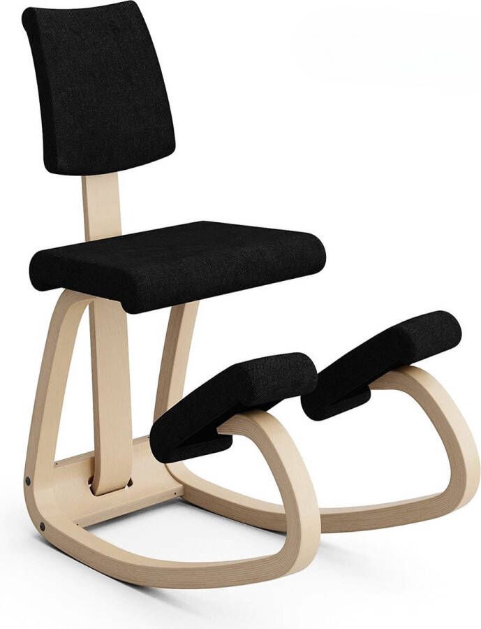 XER Sphynx Black – Ergonomische kniestoel met brede rugleuning – Nieuw model Balansstoel – Werkkruk – Ergonomisch en Duurzaam – Bureaustoel – Werkstoel Vermindert nekpijn & rugpijn – Ergochair – Office Chair – FSC Essenhout Zwart