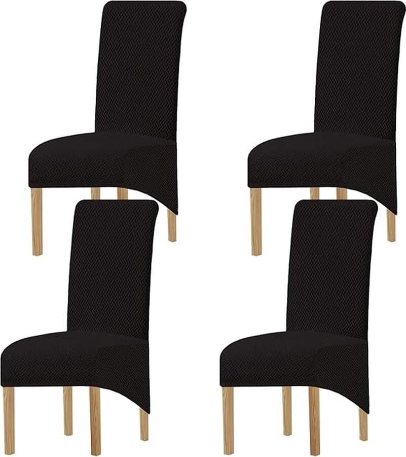 XIANYU Stretch verwijderbare wasbare eetkamerstoelhoezen stretch stoelhoezen voor eetkamer (zwart set van 4 (XL))