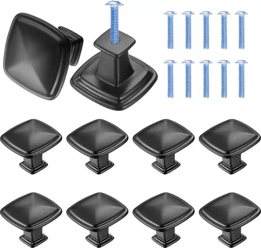 Xiaomoyu 10 stuks ladeknoppen zwarte meubelknoppen ladegrepen vintage meubelknop handgrepen voor kast lade keuken vierkant 1 2 inch 30 mm